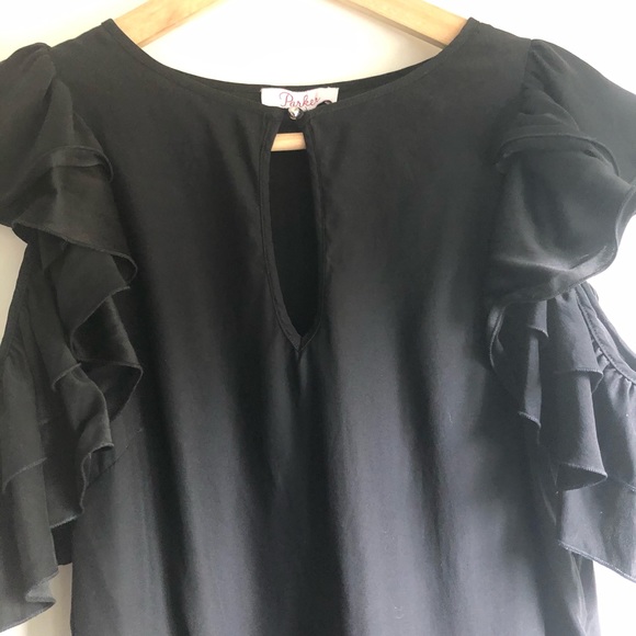 Parker Silk Ruffle Cold-Shoulder Blouse - Picture 3 of 6